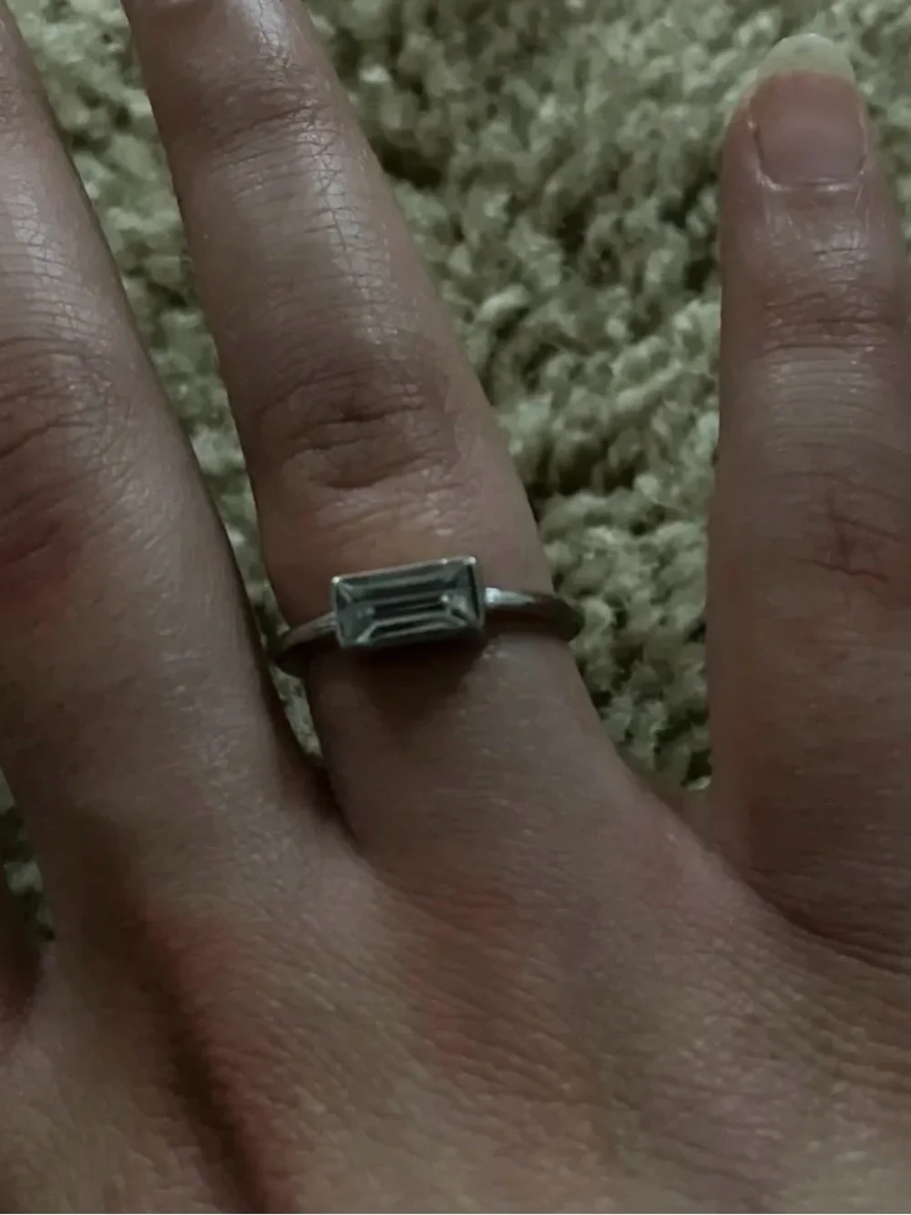 Antique Vintage ‘Clear View' Silver White Ring, Size 7